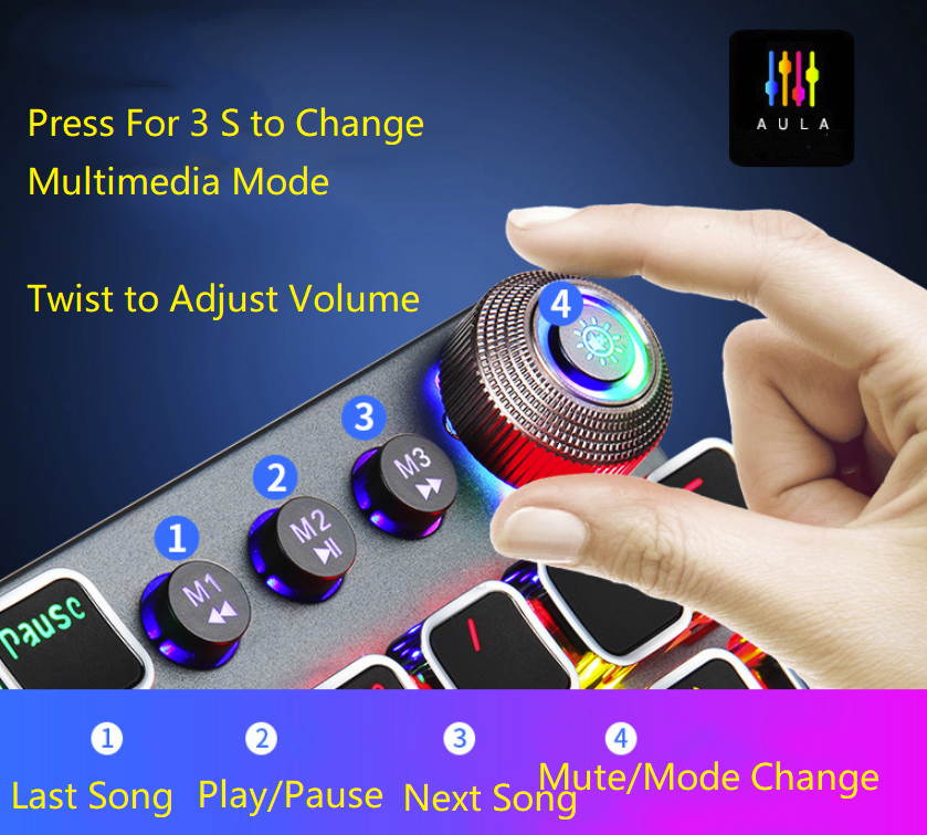 AULA F2088 All  Anti-ghosting Keys, Ergonomic Design, Cool Exterior  USB Wired Real Black Mechanical Gaming Keyboard-Elite Version and White Color Backlit