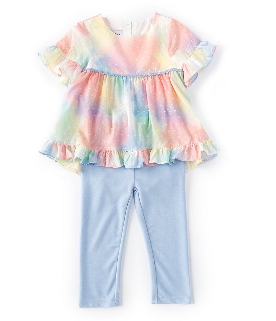 Pippa & Julie Little Girls 2T-6X Tie-Dye Hi-Low Top & Legging Set