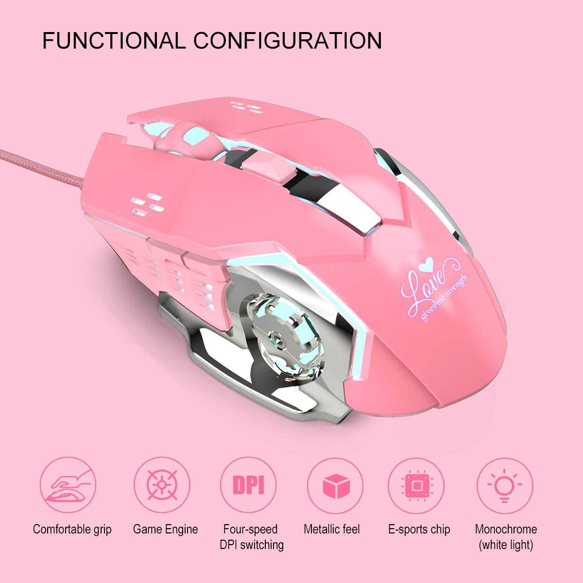 EVESKY RONSHIN Fashion Cool Gaming Mouse USB Wired Mouse 3200 DPI Desktop Mouse