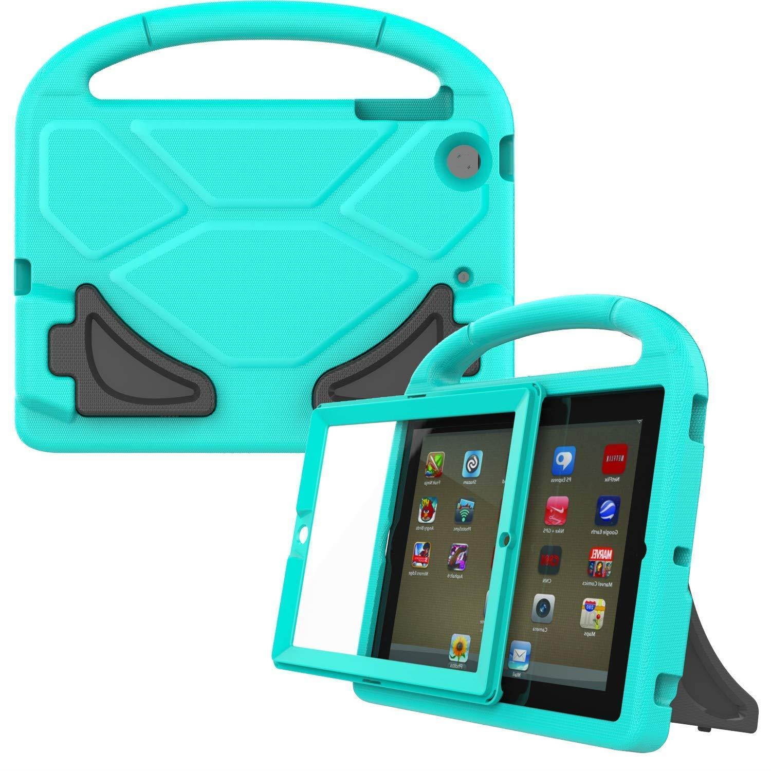 AVAWO Kids Case Built-in Screen Protector for iPad 2 3 4 - Shockproof Handle Stand Kids Friendly Compatible with iPad 2nd 3rd 4th Generation (Turquoise)