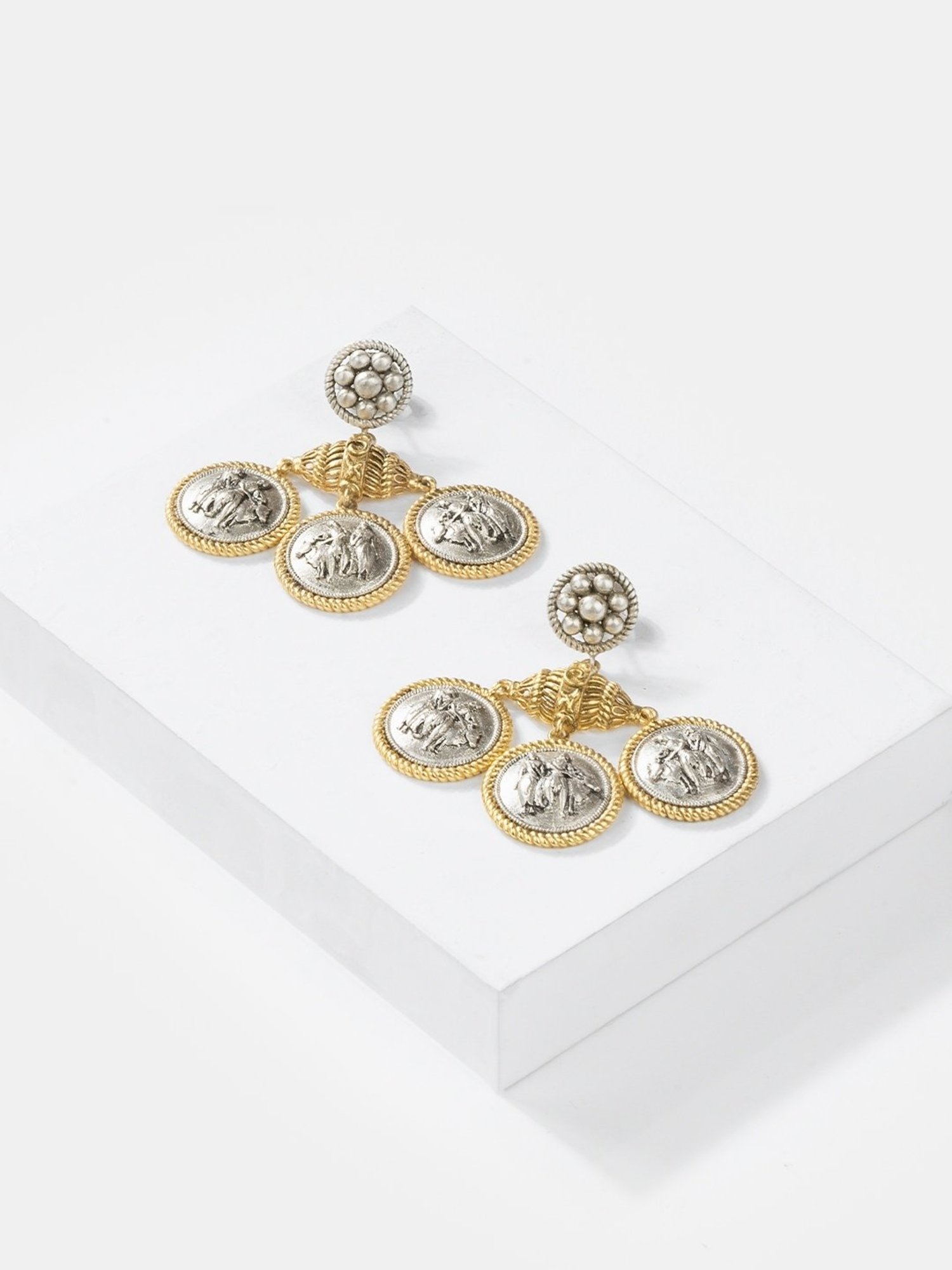 Shaya 92.5 Sterling Silver Jodi Coin Dangler Earrings for Women