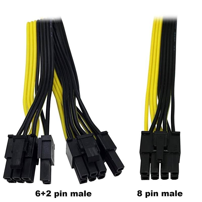 PCIe 8 Pin Male to Dual 8 Pin 6+2 Male PCI Express Power Adapter Cable for EVGA Modular Power Supply Cable for Graphics Video Card 8 pin Splitter 25+10 inches