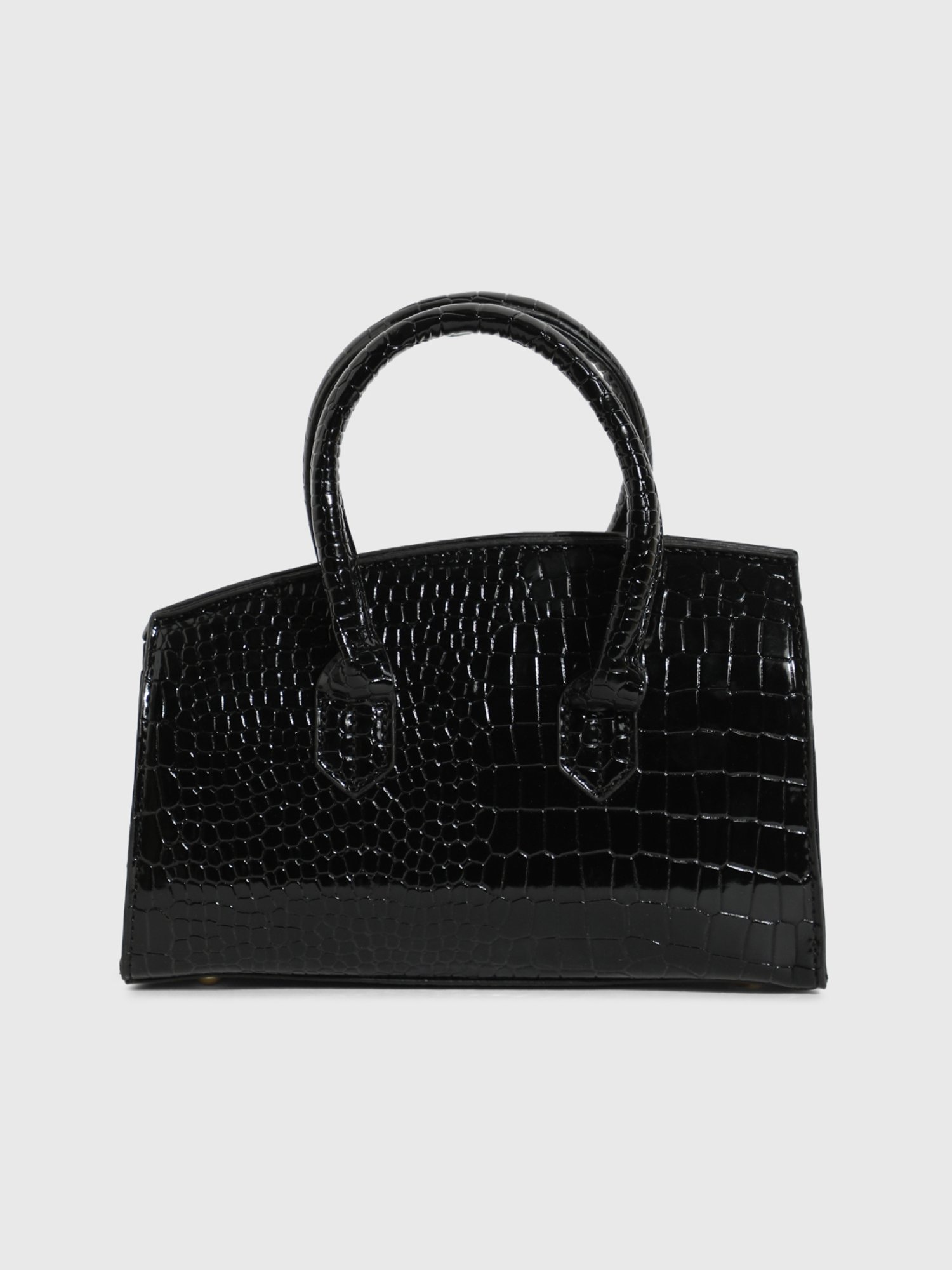 HauteSauce Black Textured Medium Leather Handheld Handbag