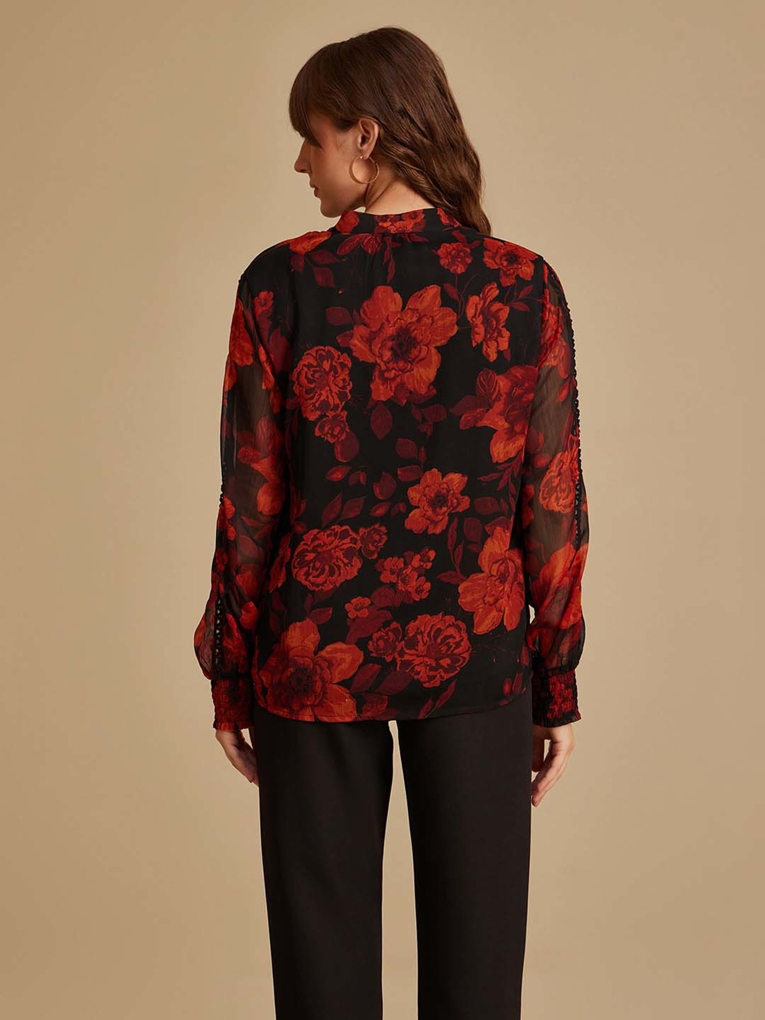 Kazo Rust Floral Print Top