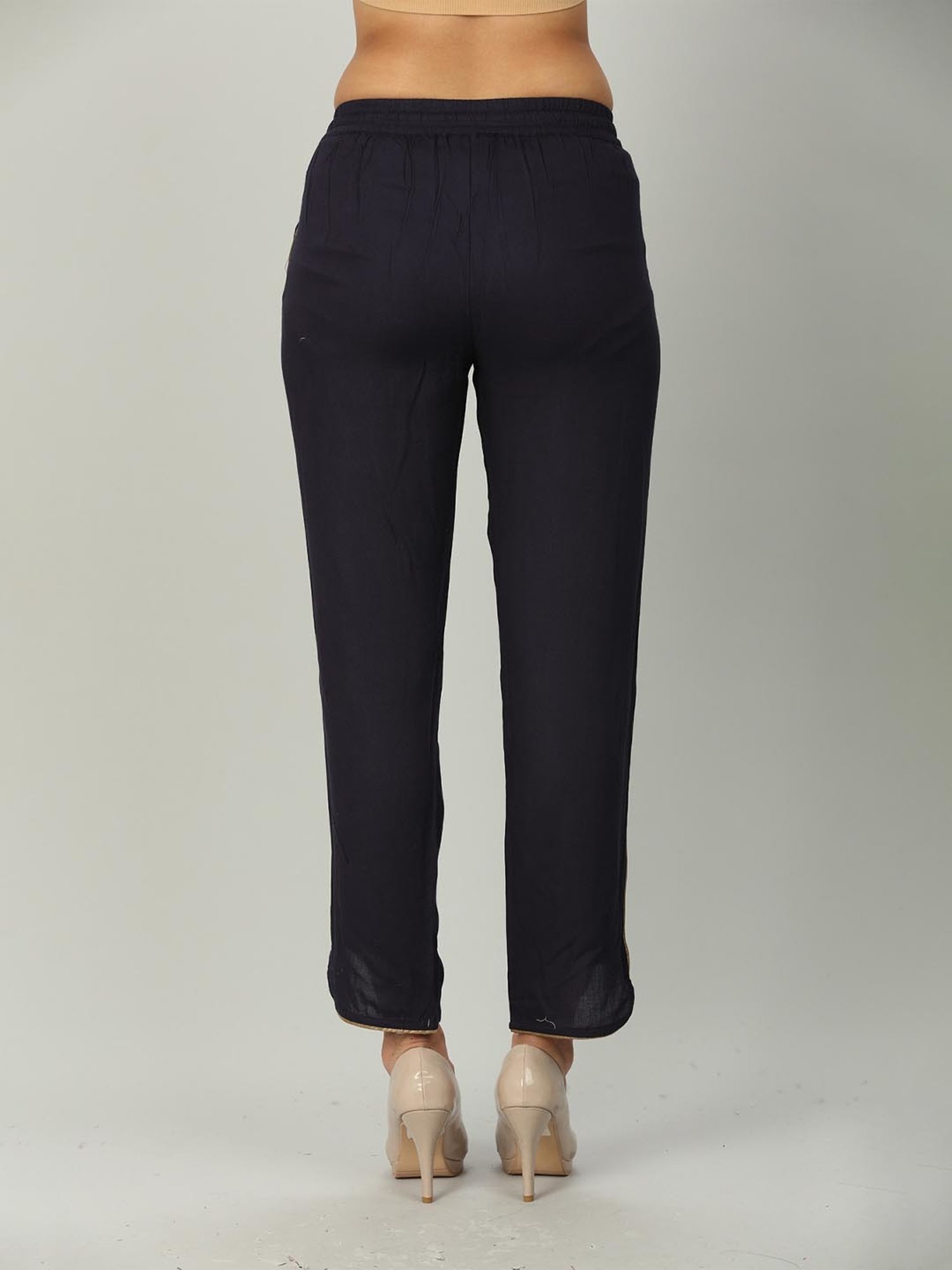 Mustard Navy Regular Fit Pants