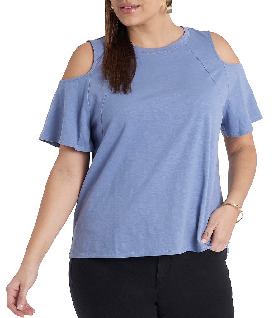 Vince Camuto Plus Size Crew Neck Short Sleeve Cold Shoulder Tee