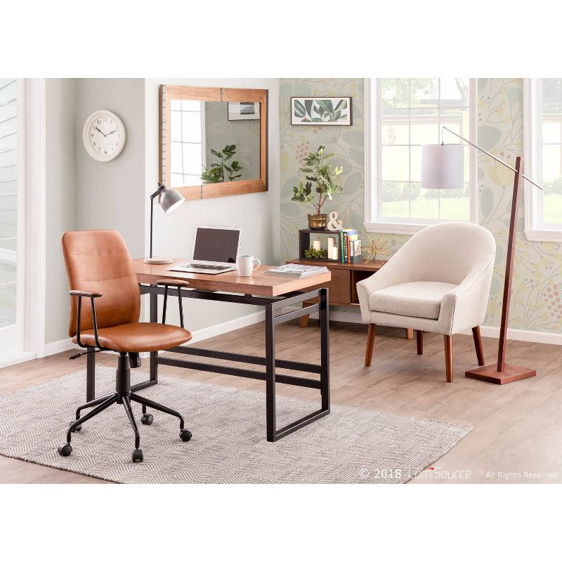 Arturo Contemporary Floor Lamp with Walnut Wood and Fabric Shade White (Includes LED Light Bulb) - LumiSource