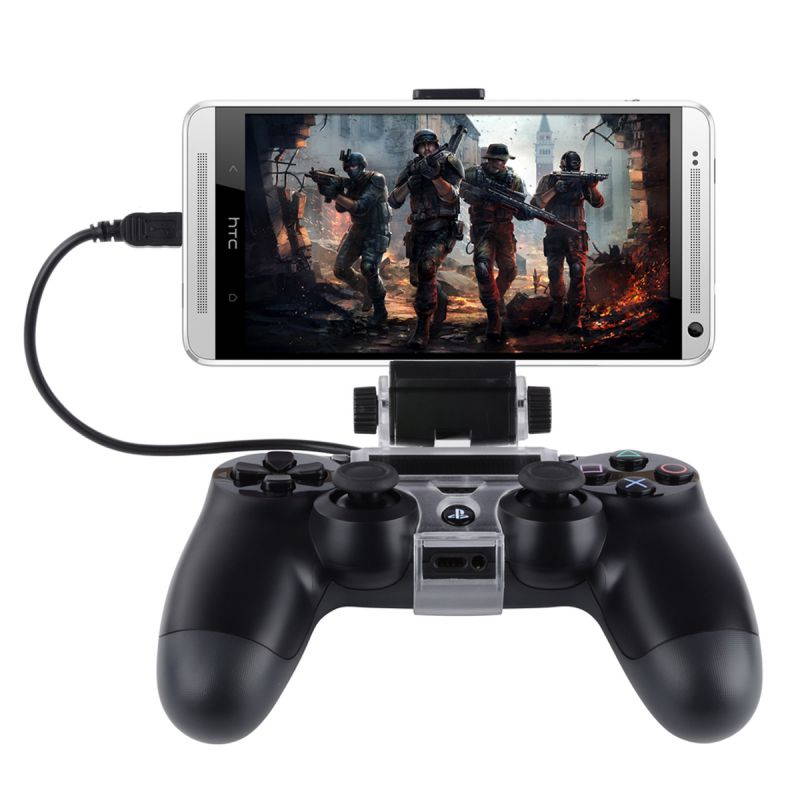 PS4 Controller Phone Holder, 180 Degree Rotation Gaming Mount Stand for Sony Playstation 4, PS4 Slim, PS4 Pro, Android Samsung Galaxy S9 S8 Note 9 8 Moto LG w/OTG Cable &ndash; Fits Max 6 inch