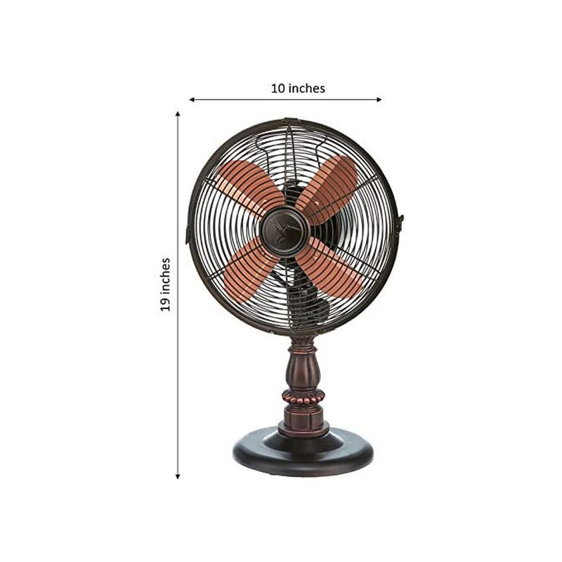 DecoBREEZE DBF6126 Electric Oscillating 3 Speed Air Circulating 10 Inch Table Fan with Quite Motor, Vintage Design, Kipling Brown