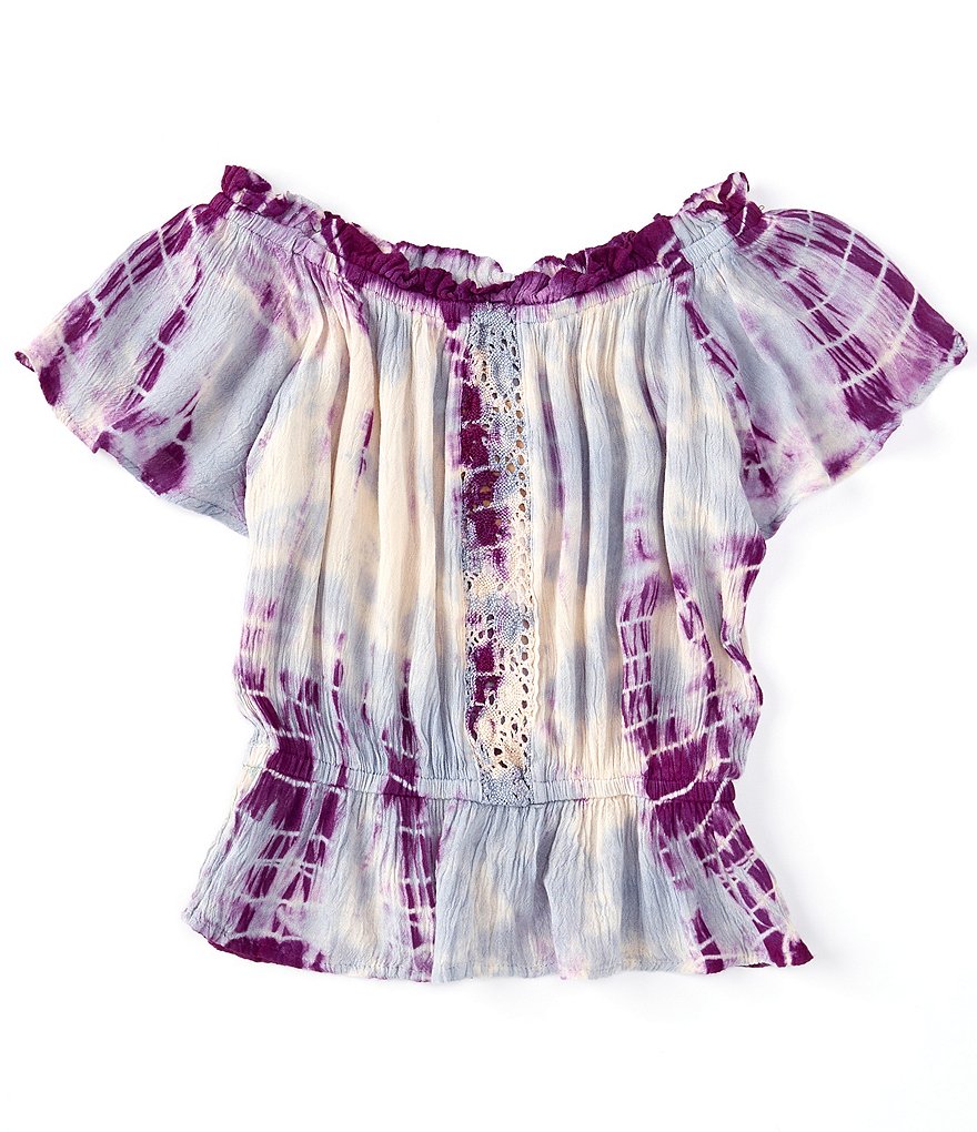 Angie Big Girls 7-16 Short-Sleeve Tie-Dye Top