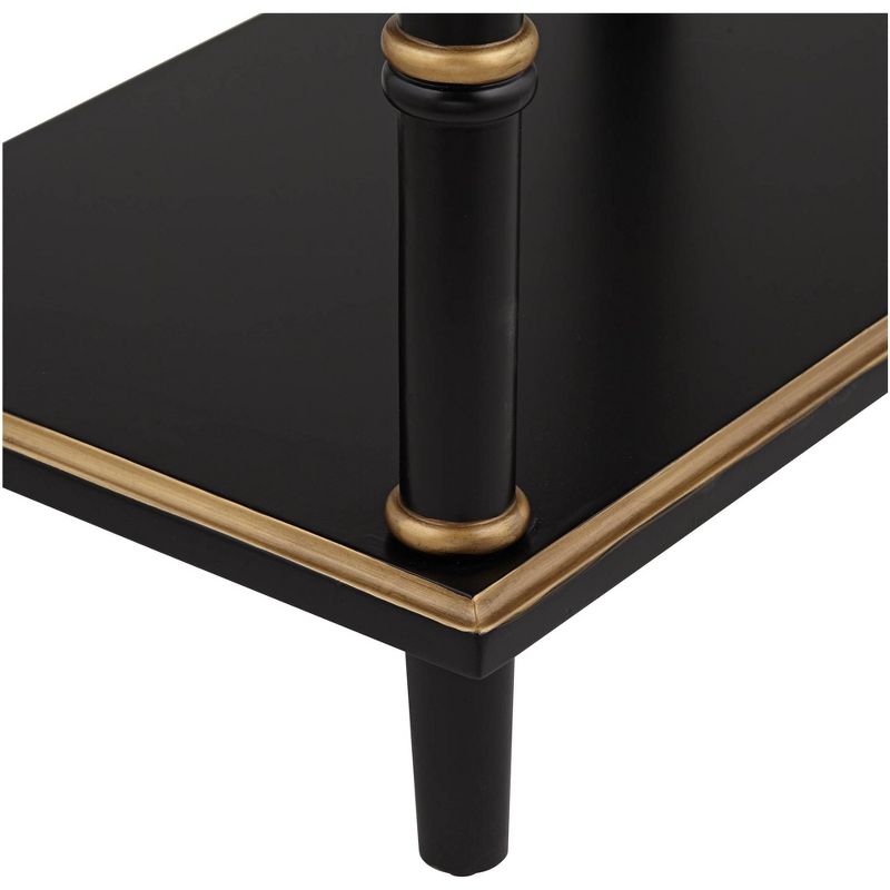 55 Downing Street Cason 15" Wide Black and Gold Rectangular Side Table with Drawer