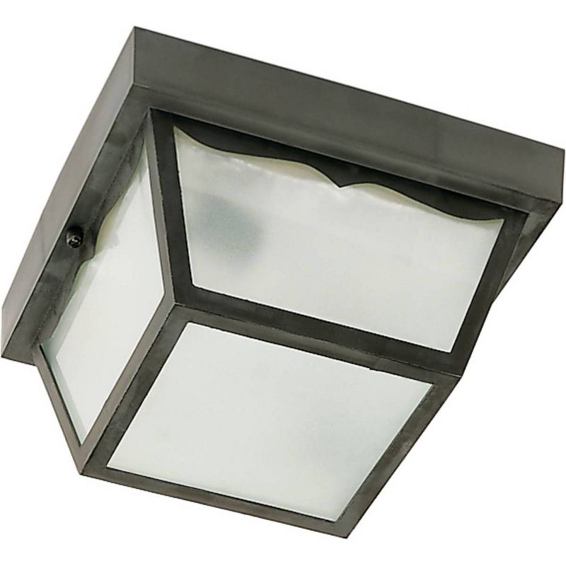 1 Light Outdoor Flush Mount Ceiling Light Black - Aurora Lighting