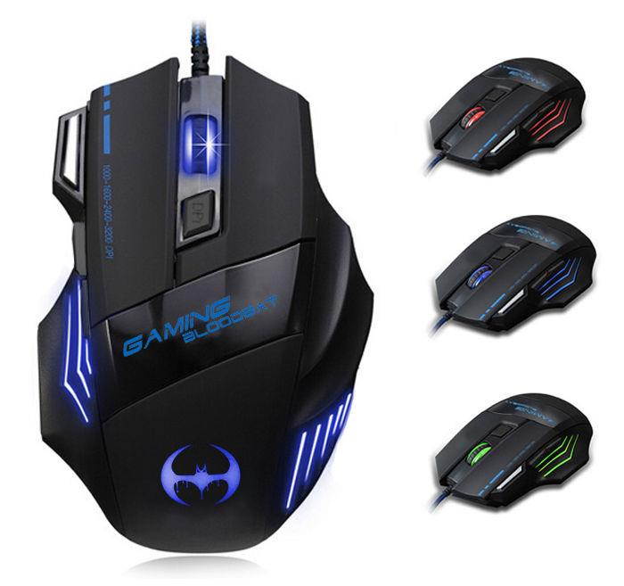 8D 3200DPI T80 Blood Bat Optical 7 Buttons Usb Wired Gaming Mouse LOL WOW CF FPS