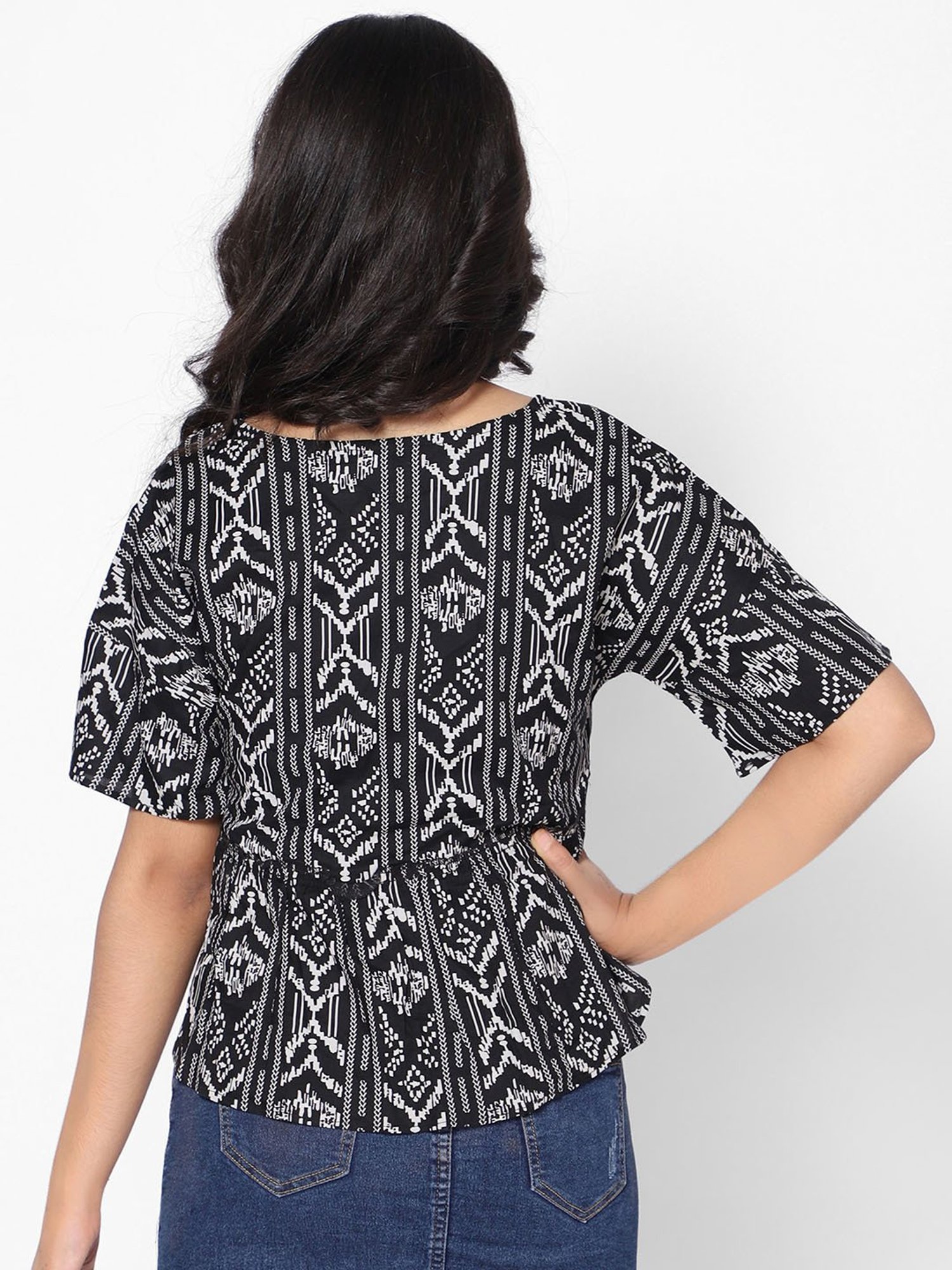 TeenTrums Girls Black Printed Top