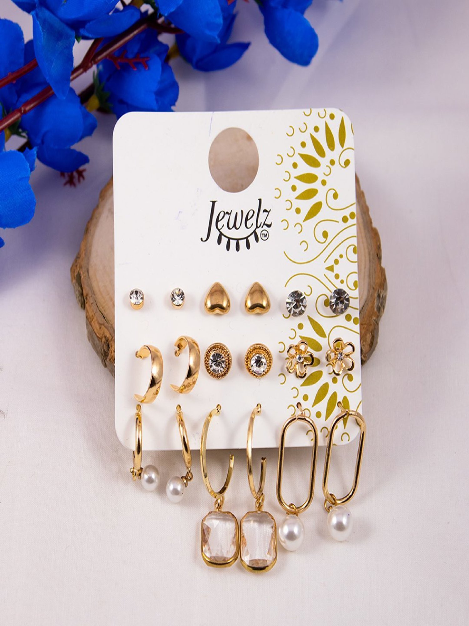 Jewelz Stylish 9 Pack of Earrings for Girls & Women