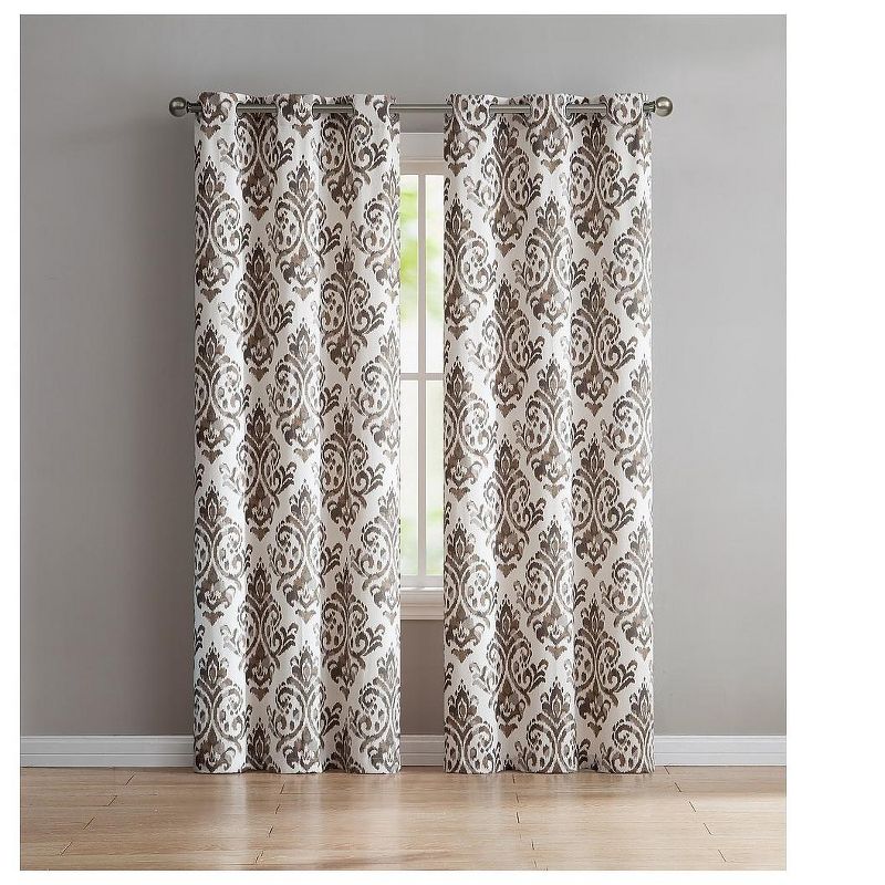 VCNY Home Alton Printed Damask Grommet Curtain Panel Pair - Taupe - Pair 38 x 96