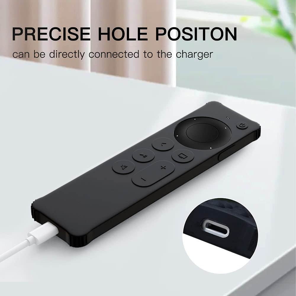 AWINNER Case Compatible for 2021 Apple TV Siri Remote (2nd Generation) - Lightweight [Anti Slip] Shock Proof Silicone Cover Compatible for 2021 Apple TV 4K and Apple TV HD (Black)