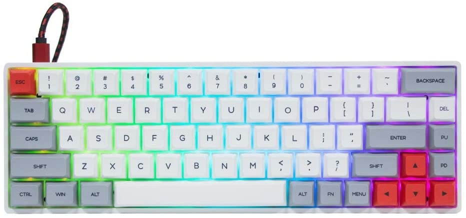 EPOMAKER SKYLOONG SK68 Keys Hot-swap RGB Mechanical Keyboard with Dye-subbed PBT GSA Keycaps, 3Fn Programmable Macros for Mac/Win/Android/iOS (Gateron Optical Black, Grey White)