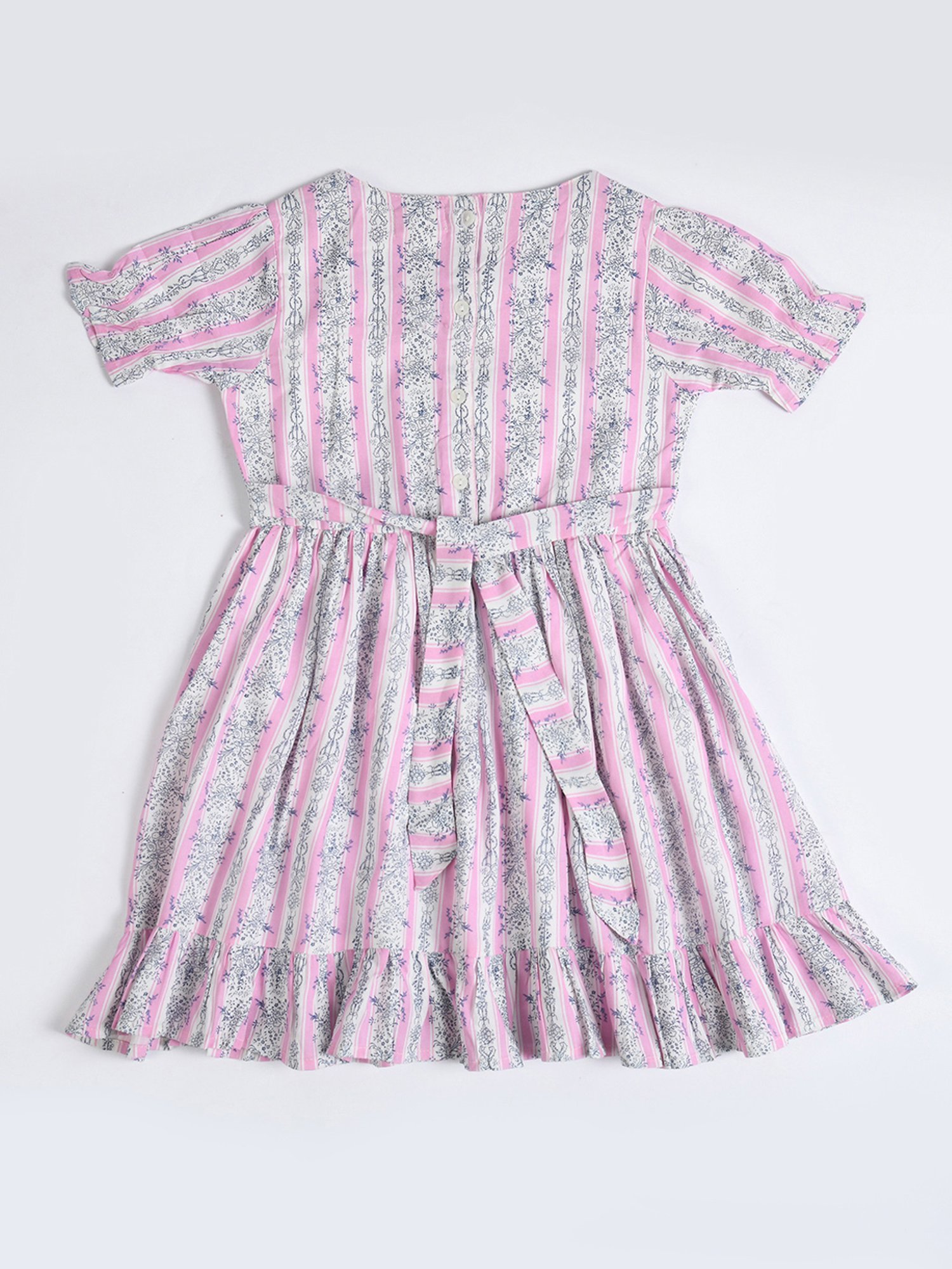 Bella Moda Kids White Printed Fit & Flare Dress