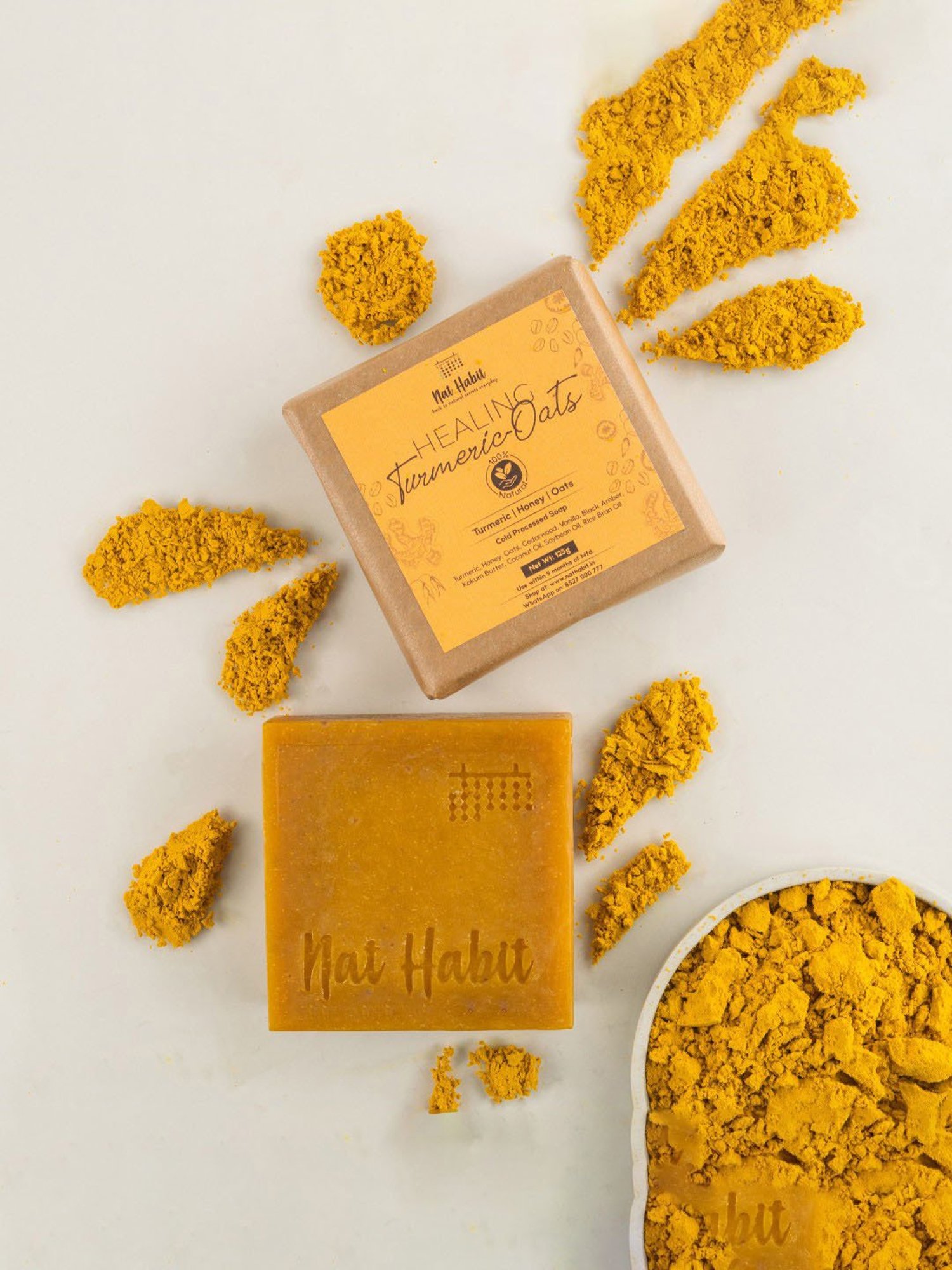 Nat Habit Healing Turmeric-Oats & Soothing Sandalwood Cold Processed Butter Soap Combo