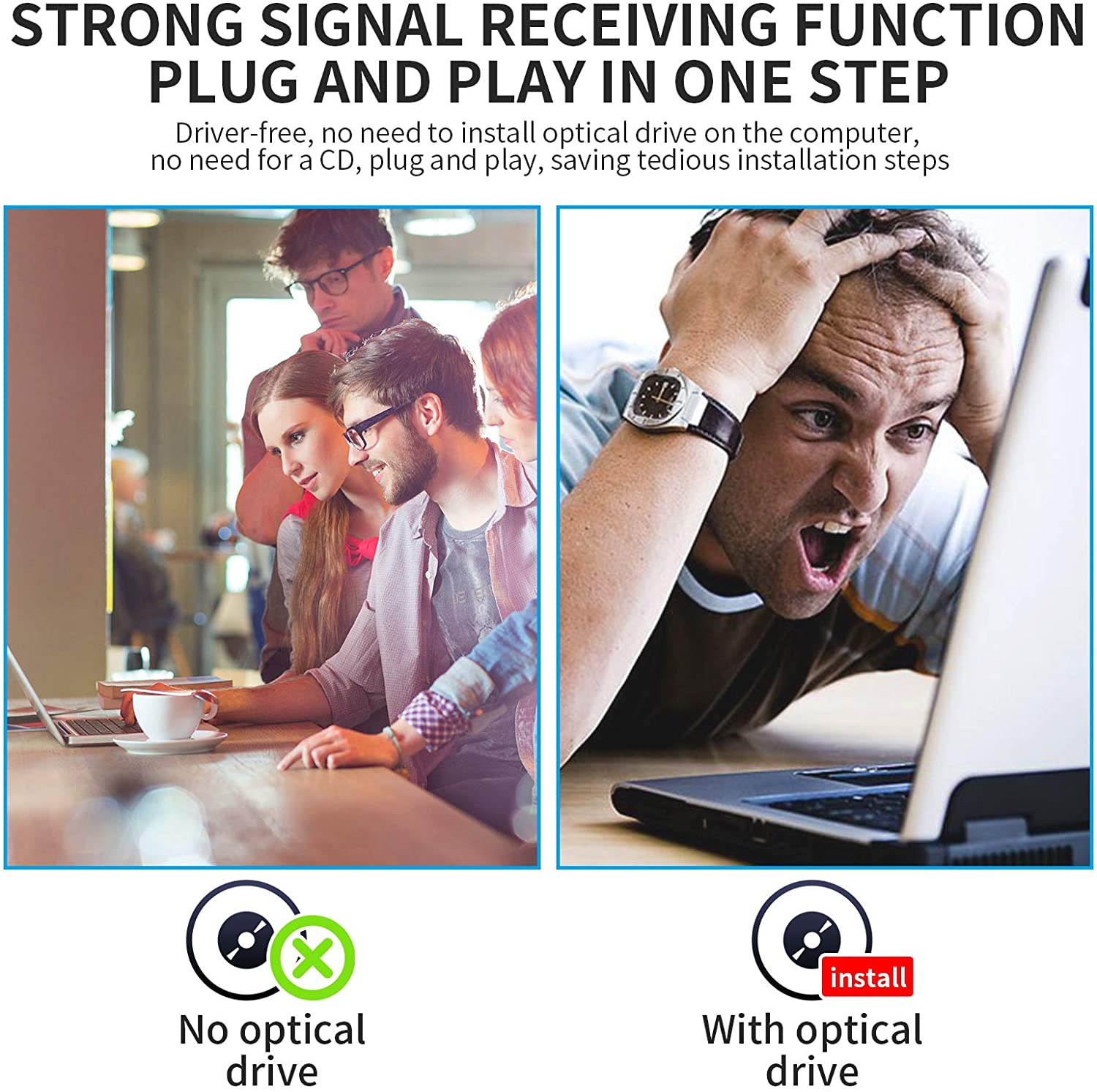 AC600 USB WiFi Adapter for Laptop Desktop PC, 600M Dual Band Wireless Network Adapter with 2.4GHz/5.8GHz High Gain Antenna, Support Windows 10/8/7/XP/Vista, Mac OS 10.9-10.13 and Linux