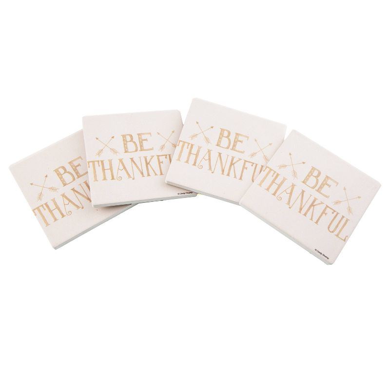 4pk Ceramic Be Thankful Arrow Print Coasters - Thirstystone