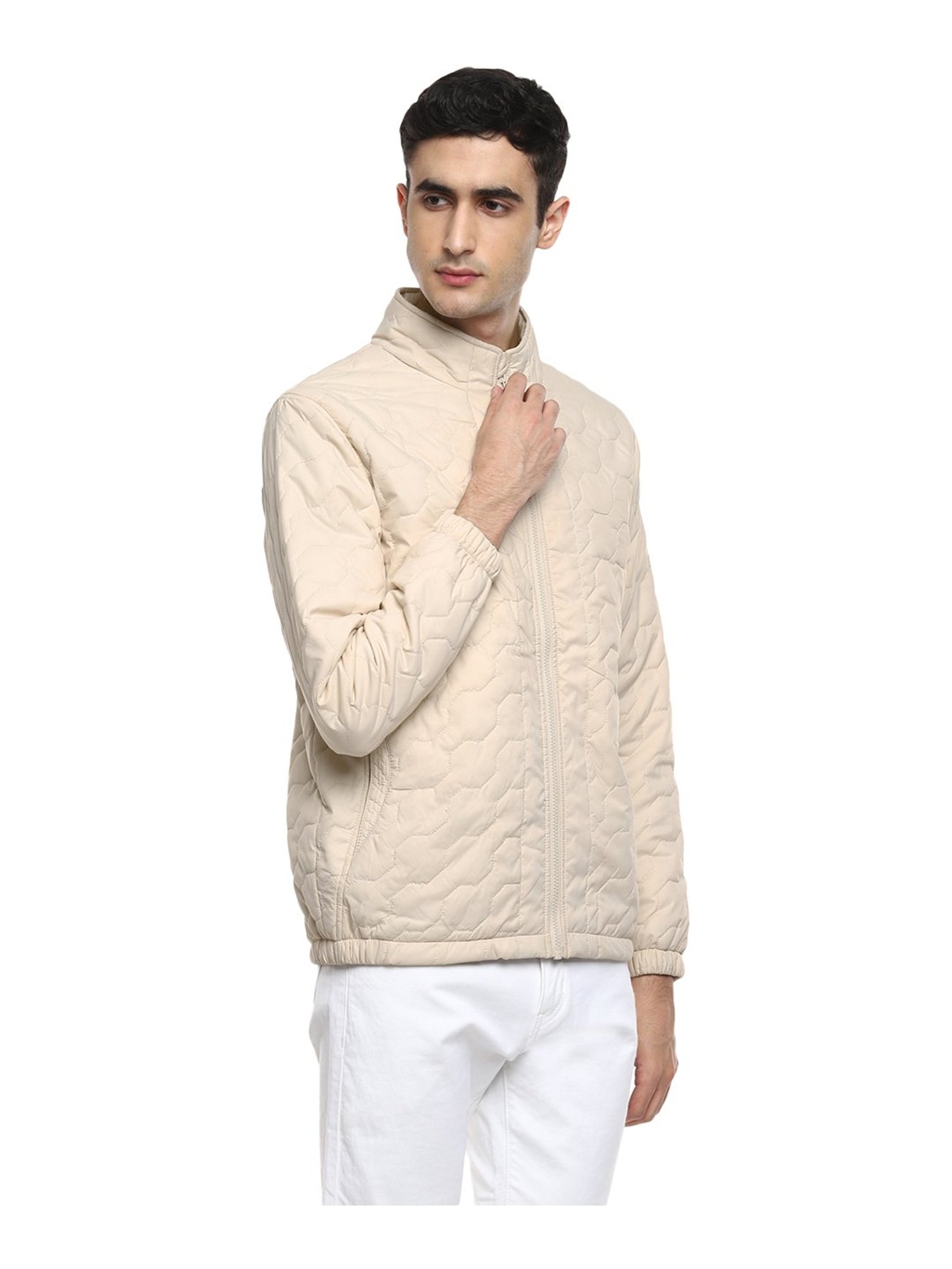 Red Chief Cream Full Sleeves Mock Collar Jacket