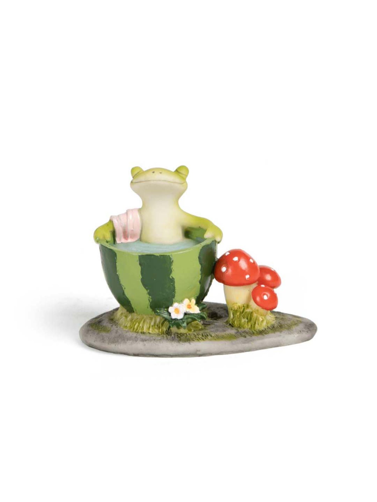 Home4U Multicolor Polyresin 4 cm Bathing Frog Showpiece - Set of 1