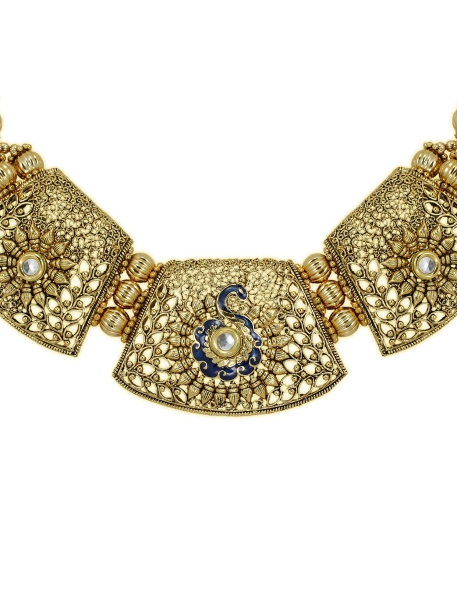 Sri Jagdamba Pearls White Alloy Classic Necklace & Earring Set