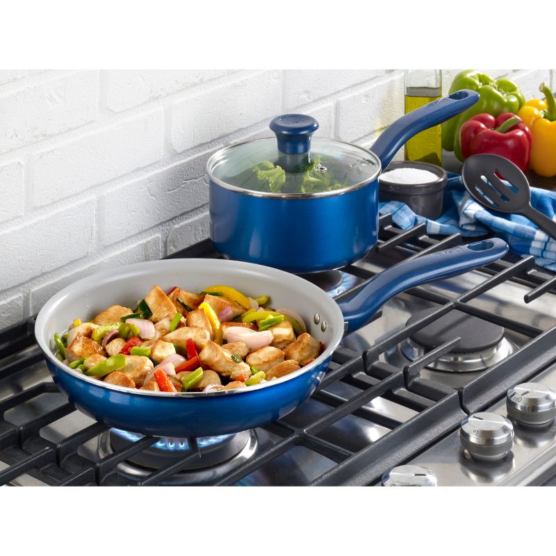 T-fal Simply Cook Ceramic Cookware, Sauce Pan with Lid, 3qt, Blue