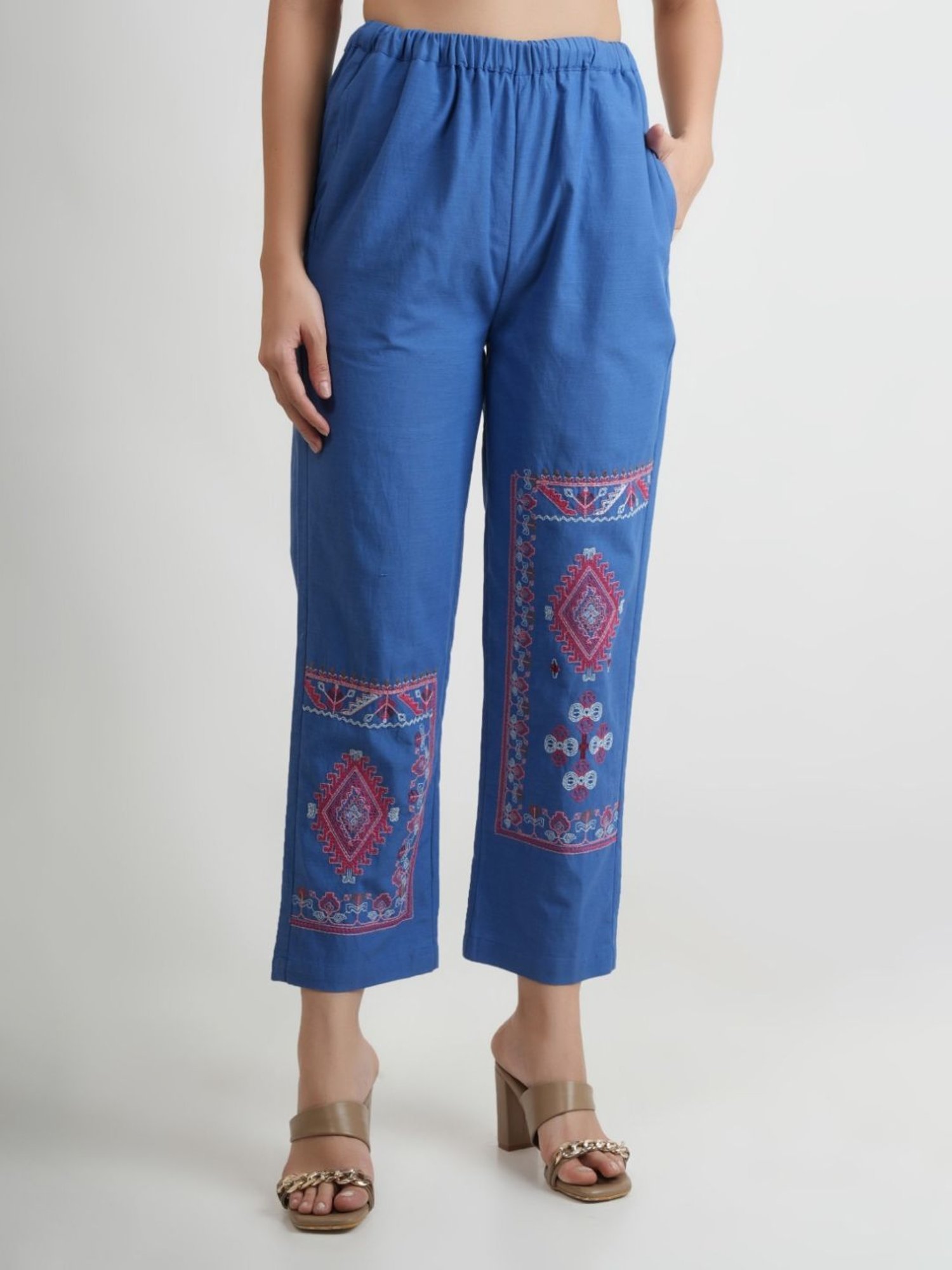 Kaftanize Blue Barkha Printed Shirt And Pant
