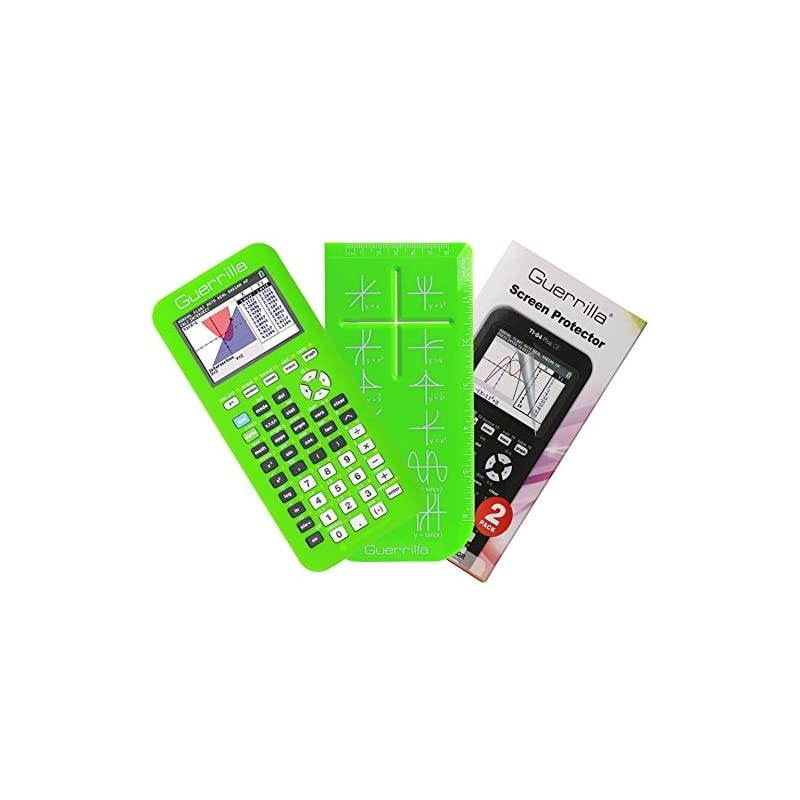 Silicone Case for Texas Instruments TI-84 Plus CE Color Edition Graphing Calculator With Screen protector and Graphing Ruler, Green