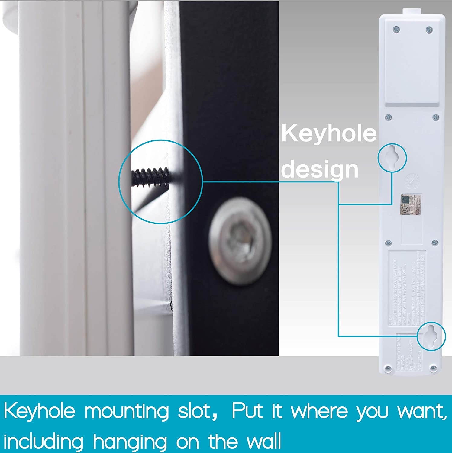 KMC 6-Outlet Surge Protector Power Strip with 6 Feet Cord, 1200 Joule 2- Pack, Overload Protection, White