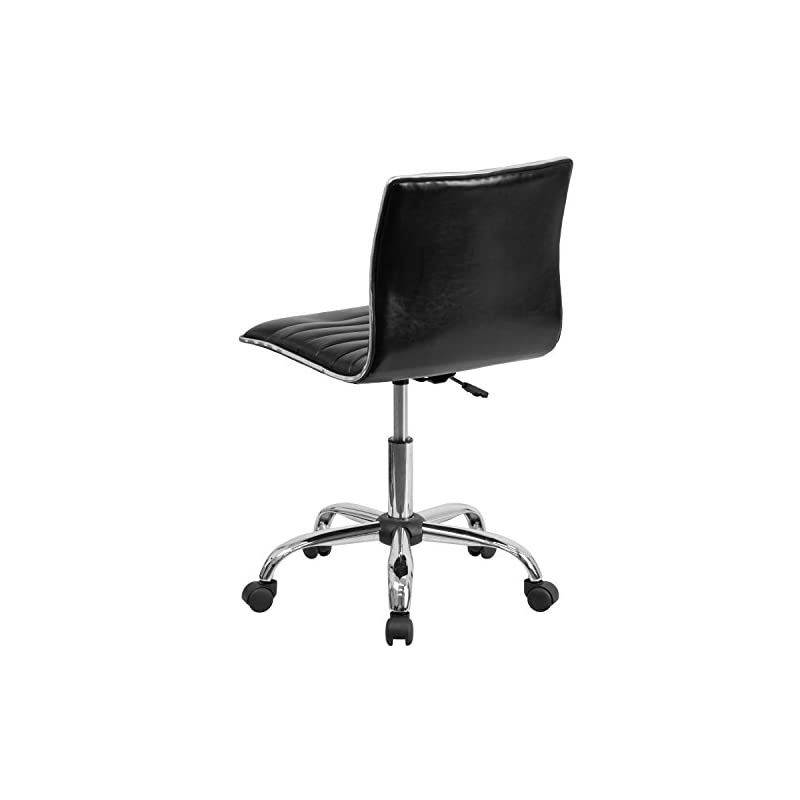 Low Back Designer Armless Black Ribbed Swivel Task Office Chair