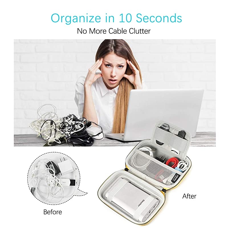 Cord Organizer Hard Case 79 Inch External Hard Drive Portable Carrying Case Hard Protective Tech Pouch Fits Anker PowerCore 20100mAh Power Bank Black