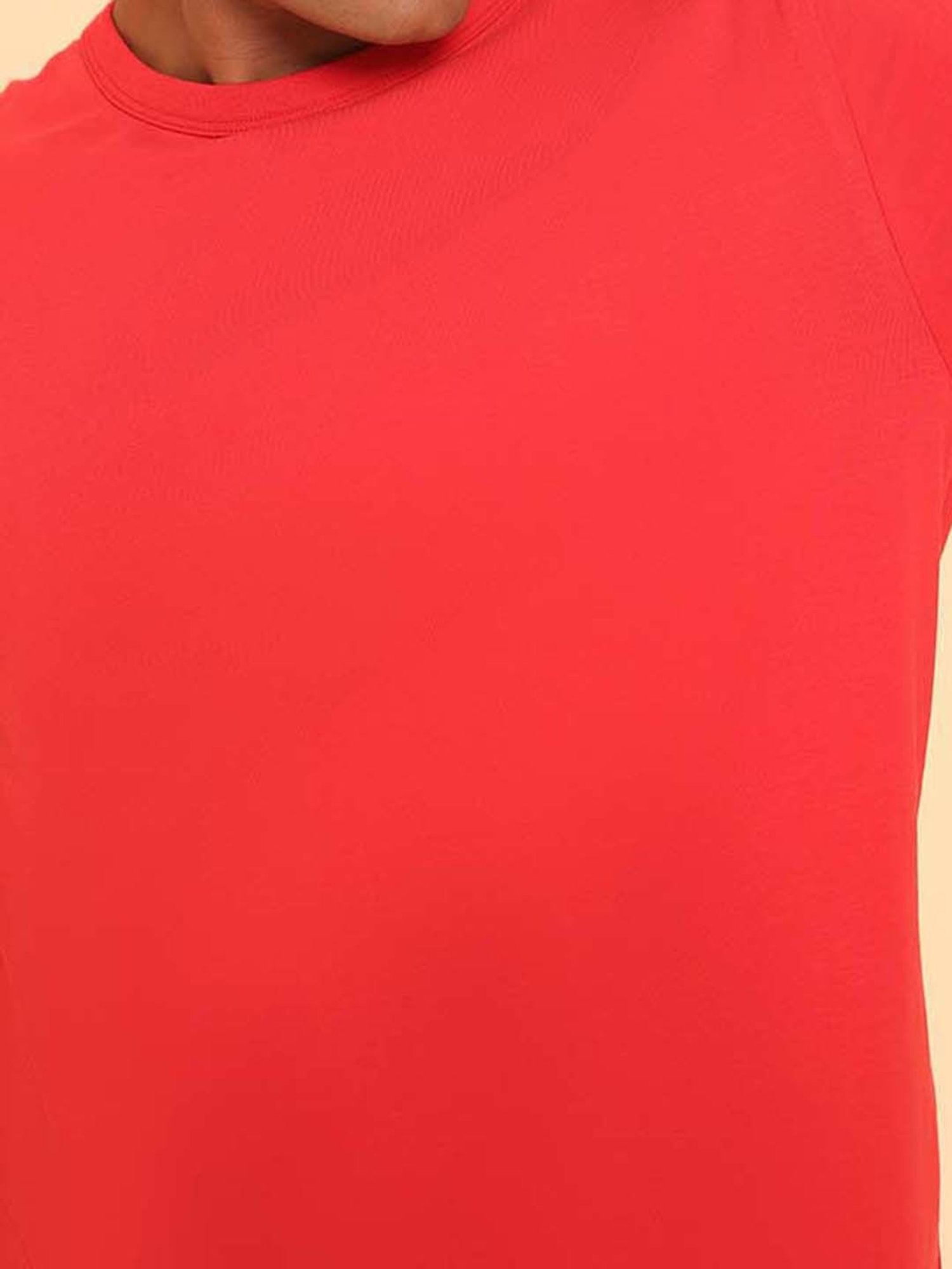 SUBTRACT Red Regular Fit Crew T-Shirt