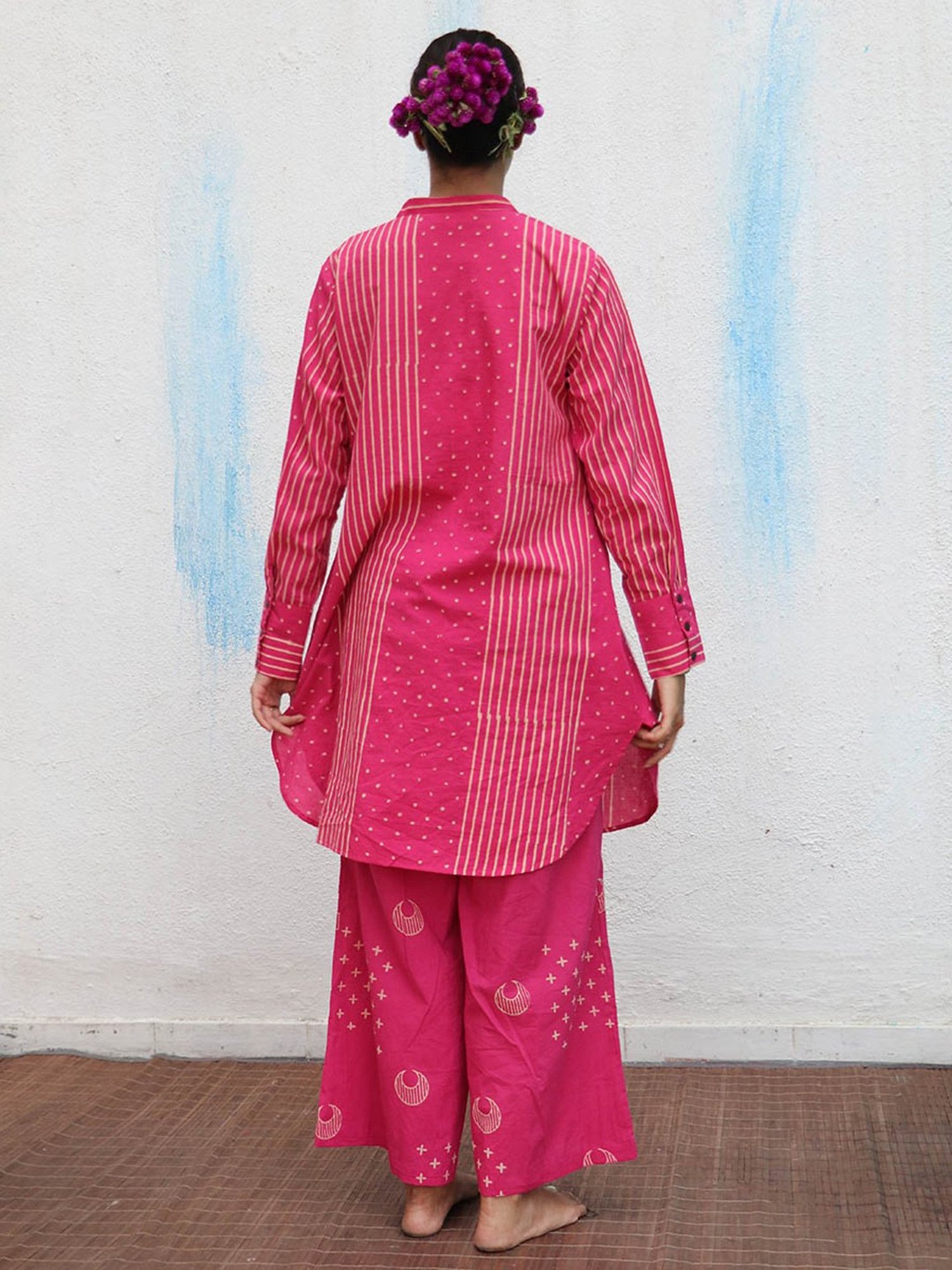 Chidiyaa Flower Girl Pankhuri Blockprinted Cotton Kurta Set