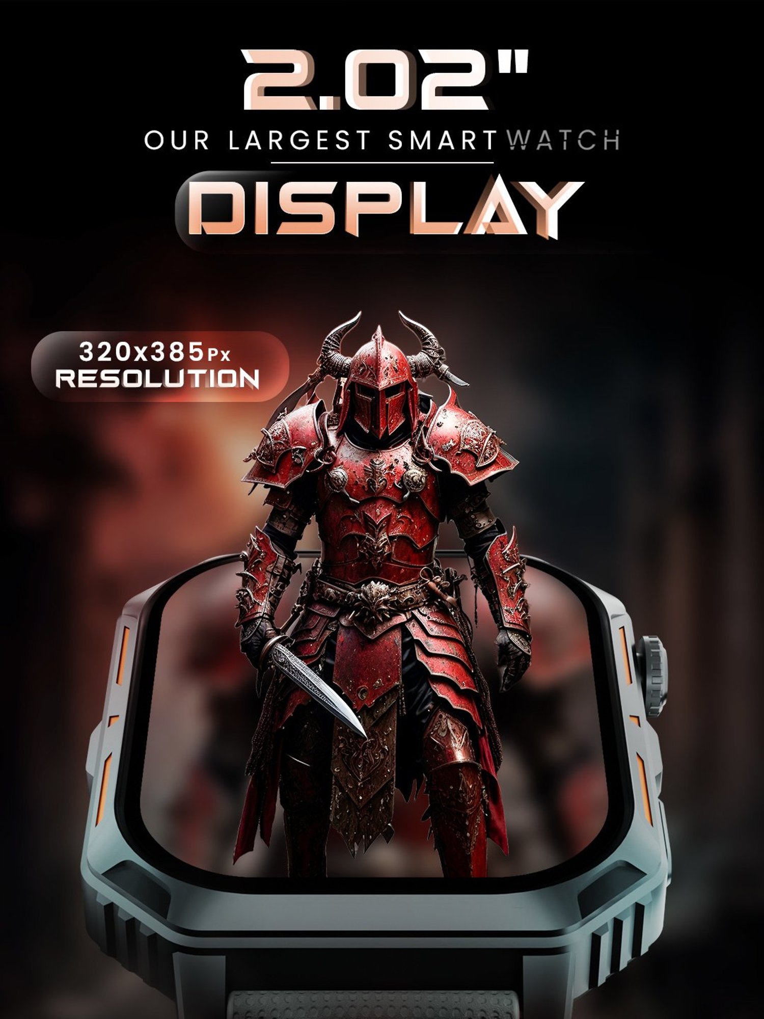 Hammer Conquer 2.02 inch AMOLED Smartwatch, Rugged Bluetooth Calling (Black & Grey)