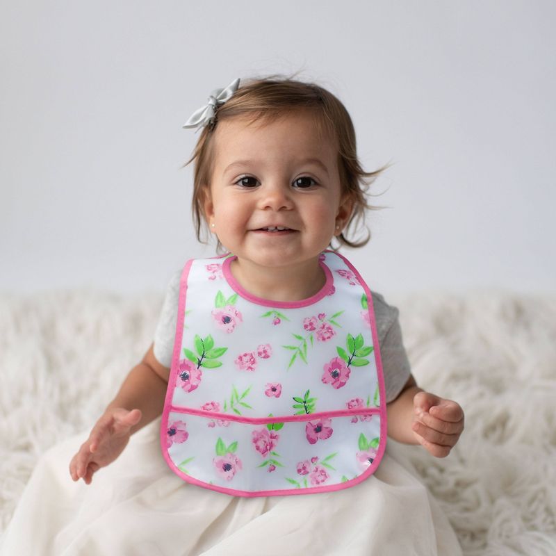 Neat Solutions Girl Printed Translucent Peva/Knit Terry Bib Set - Fox-Floral-Deer - 3pk