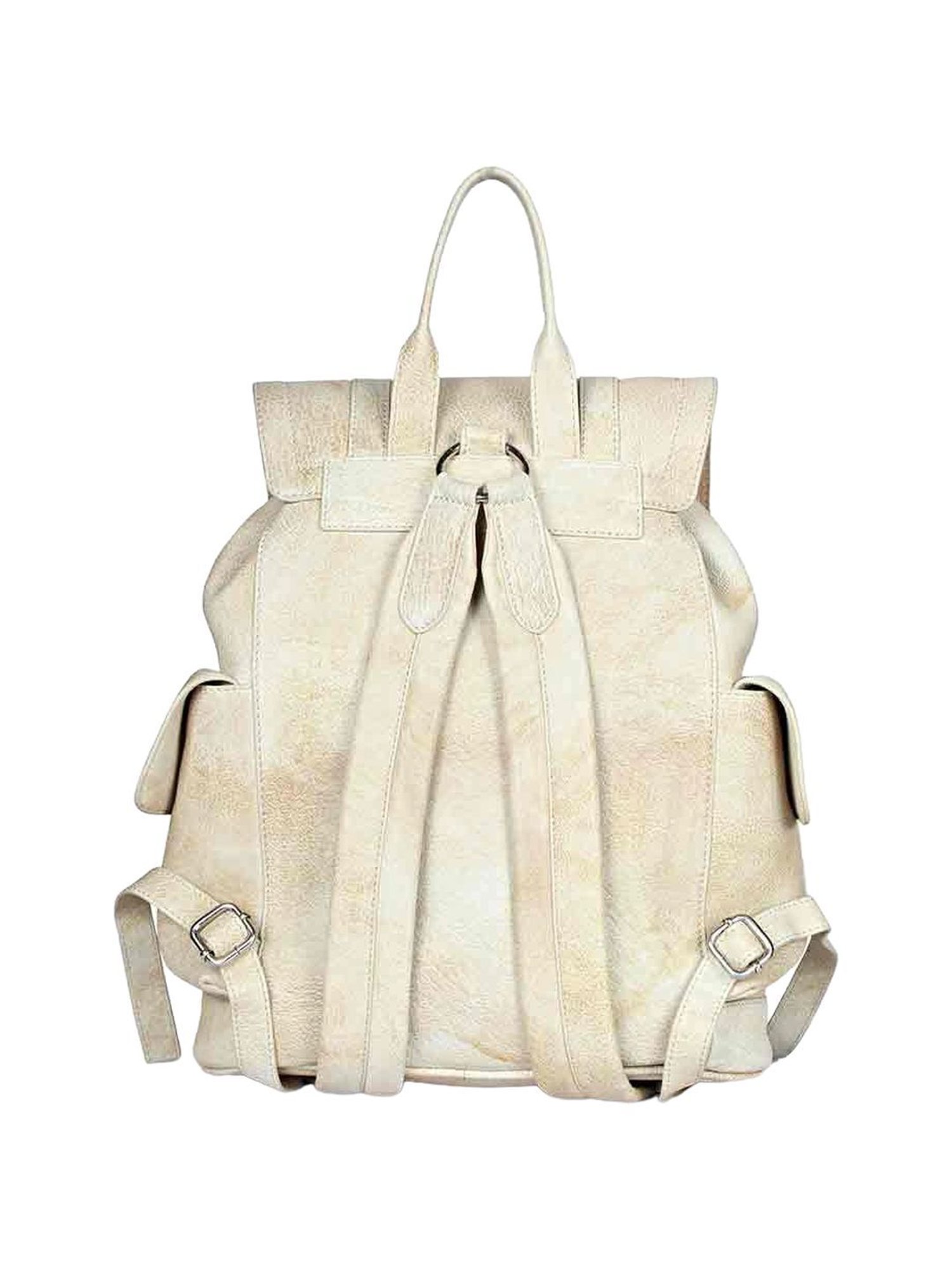 Saint G Beige Leather Medium Backpack