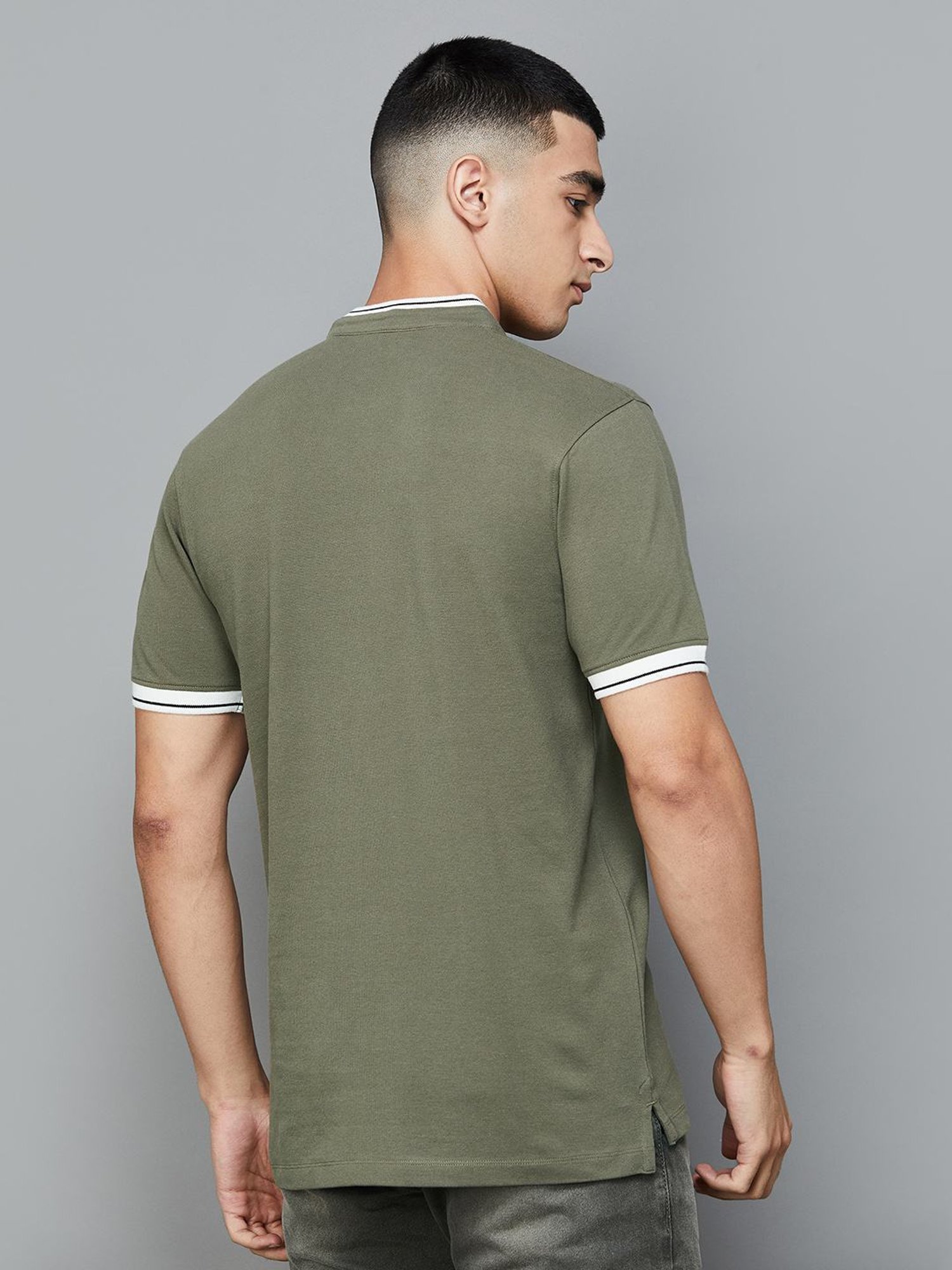 Forca by Lifestyle Olive Regular Fit Henley T-Shirts