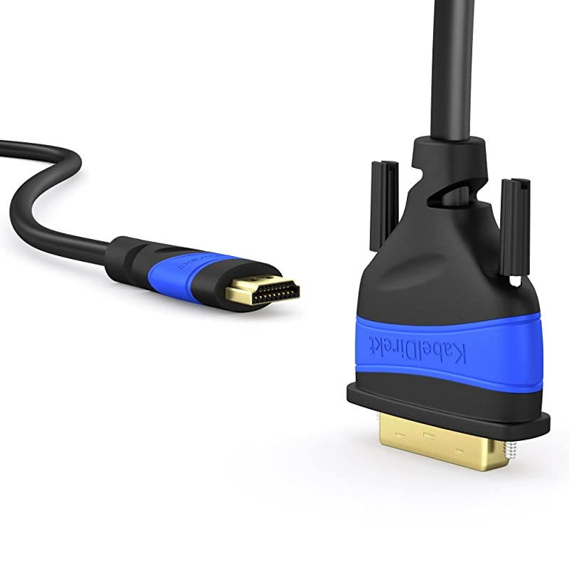 HDMI-DVI adapter cable &ndash; 25ft (bi-directional, DVI-D 24+1/High Speed HDMI cable, 1080p/Full HD, digital video cable, connect HDMI devices to DVI monitors or vice-versa, black)