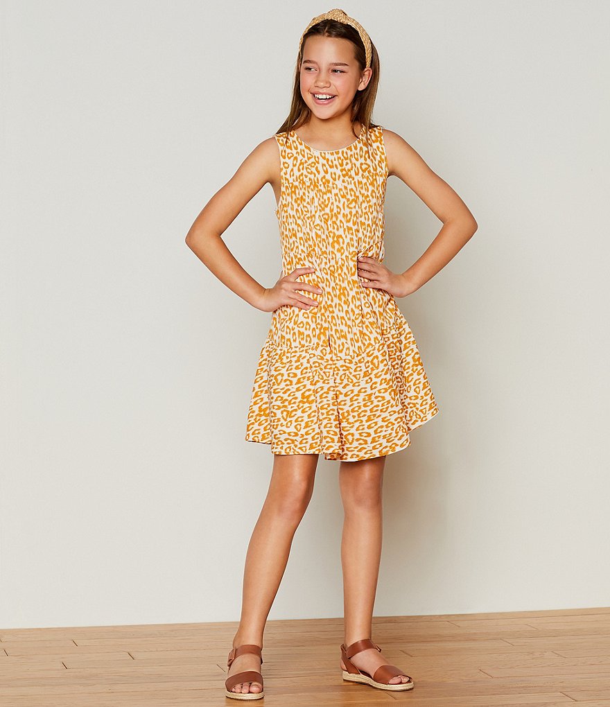 GB Girls Big Girls 7-16 Tiered Cheetah Print Dress