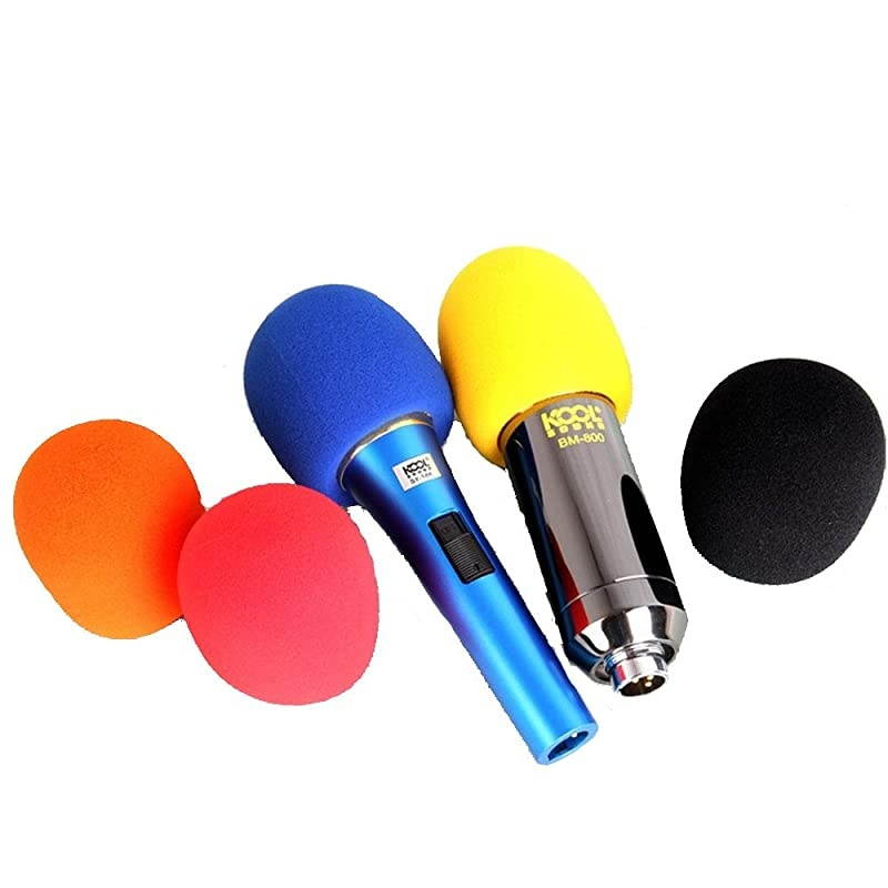 Black Handheld Stage Microphone Windscreen Foam Mic Cover Karaoke DJ Pack of 5