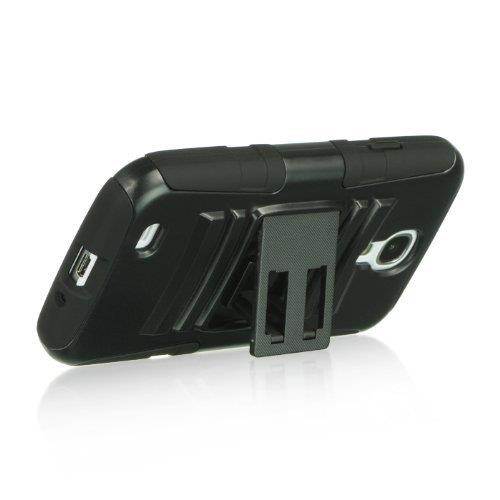 Dream Wireless Hybrid Case Skin Plus PC with H Style Stand for Samsung S4 - Retail Packaging - Black