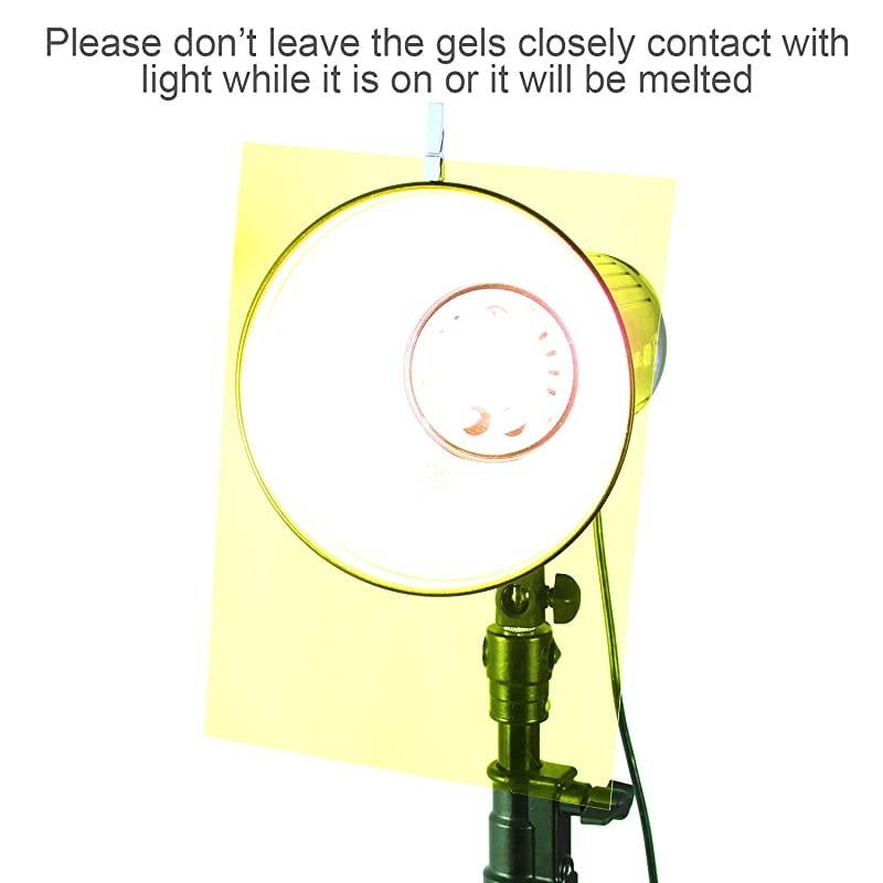 9 Pack Gel Filter Colored Overlays Correction Gel Light Filter Transparent Color Film Plastic Sheets, 11.7 by 8.3 Inches (Yellow)