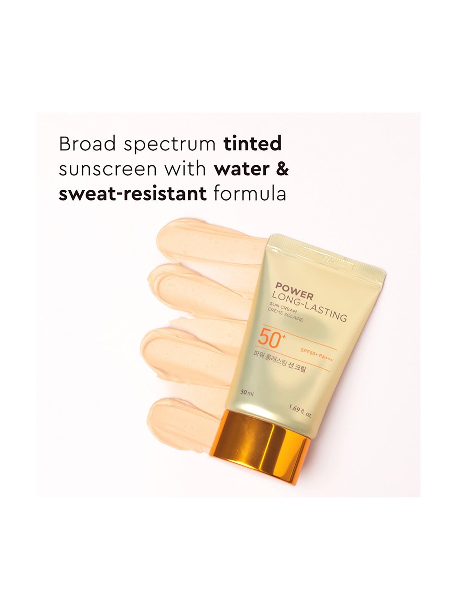 The Face Shop Power Long-Lasting SPF 50+ Tinted Suncream for UV A & UV B - 5 gm