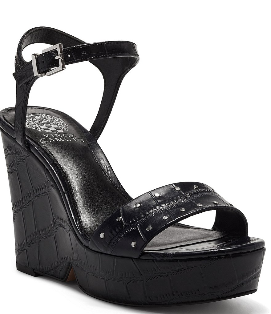 Vince Camuto Celvina Leather Croc Wedges