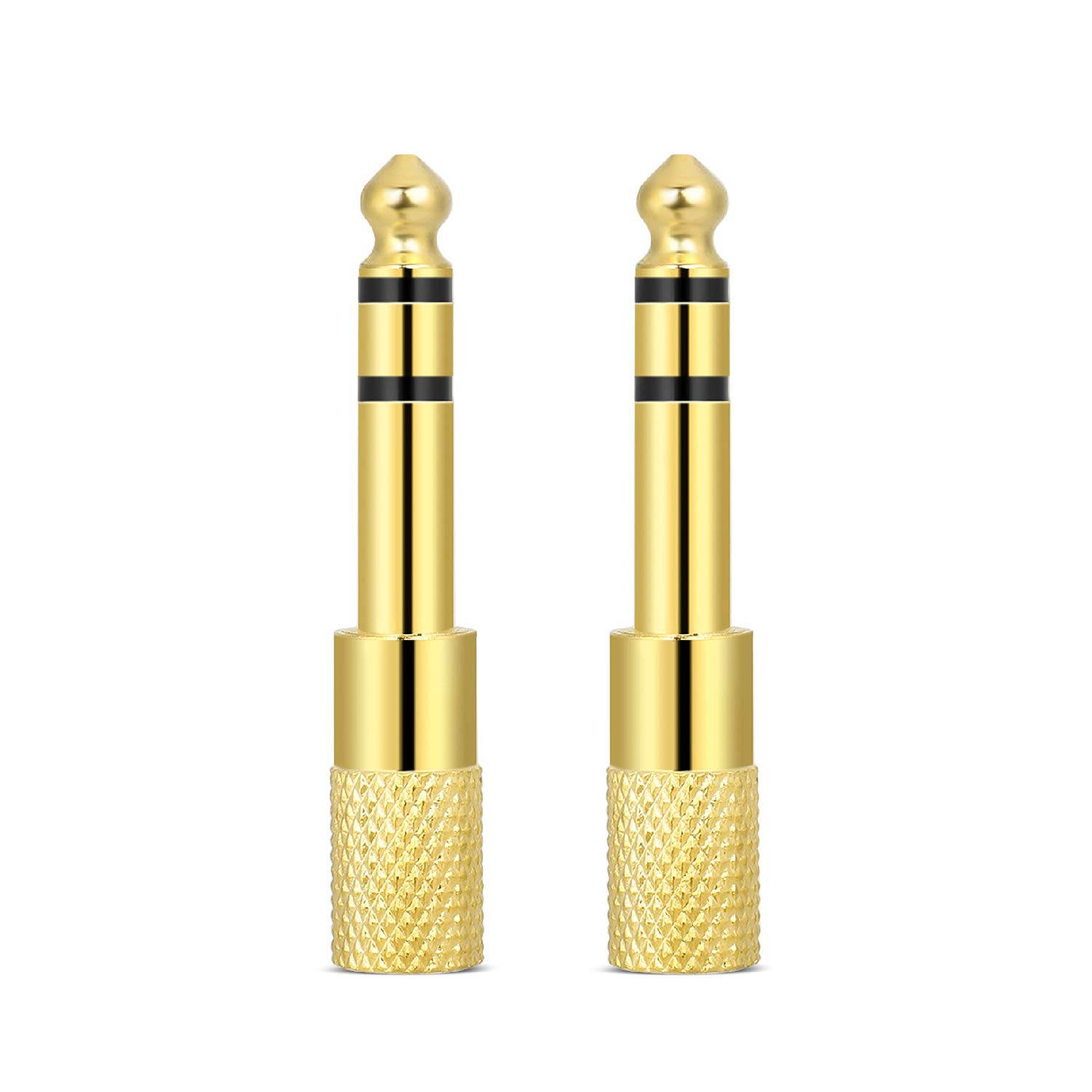 TNP 6.35mm (1/4 inch) Male to 3.5mm (1/8 inch) Female Gold Plated TRS Stereo Headphone Audio Jack Aux Converter Adapter Connector Plug, 2 Pack