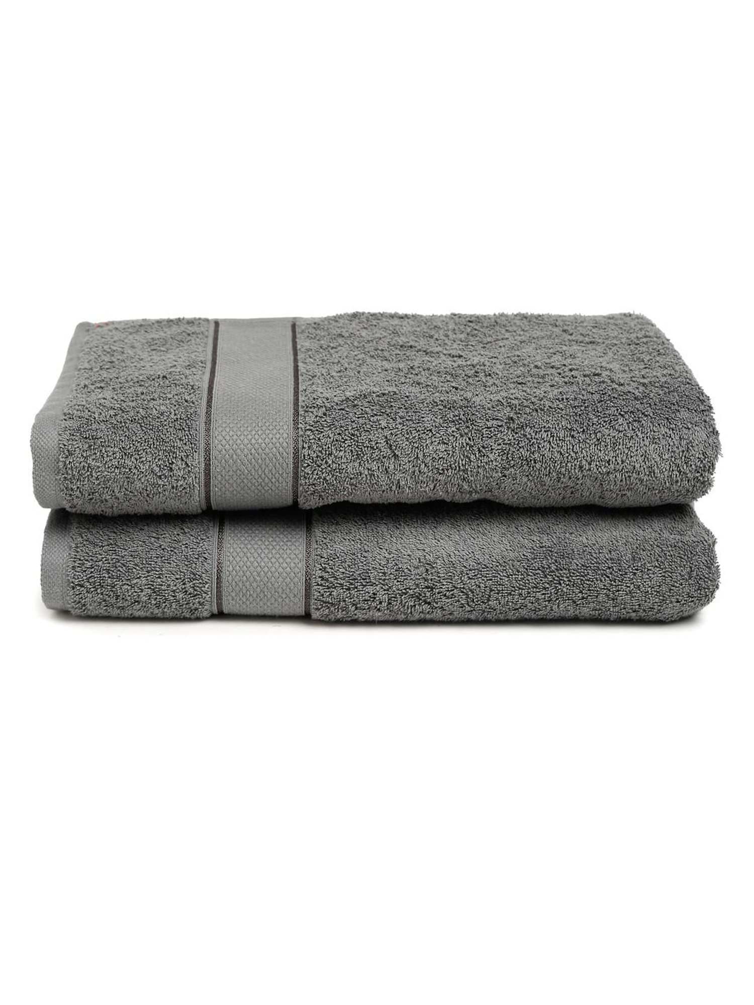 Creeva Grey 525 GSM Cotton Bath Towel Set of 2